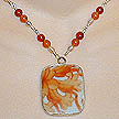 DKC ~ Ming Pottery Shard Necklace w/ Carnelian & Pearl